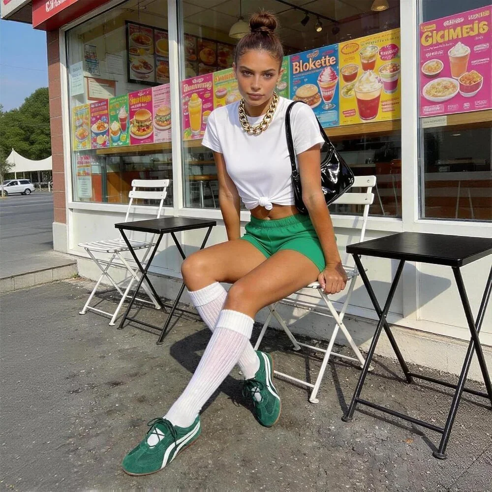 Women's Green Mesh Lightweight Casual Comfortable Mary Jane Fashion Sneakers